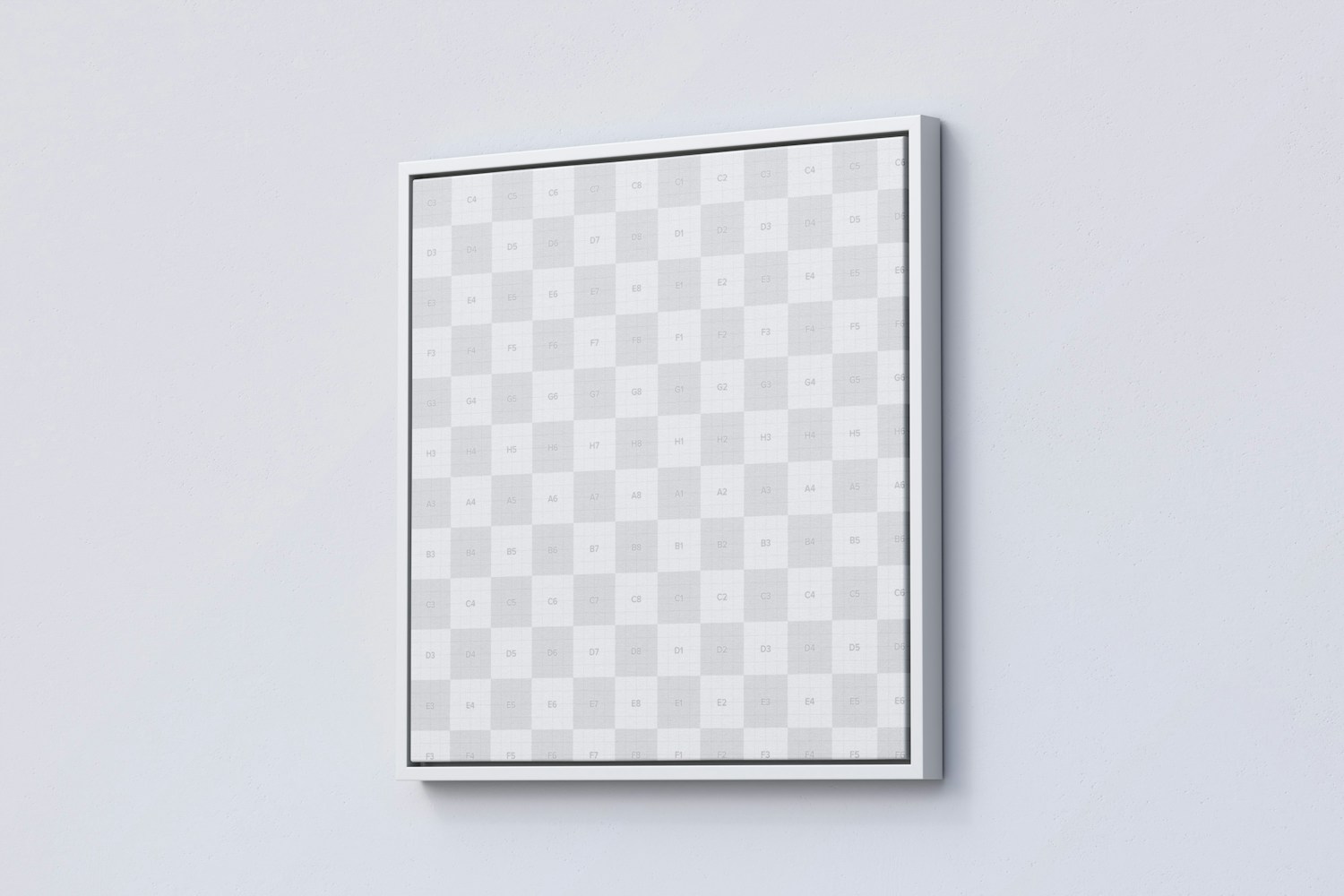 1:1 Square Canvas Mockup in Floater Frame, Right View