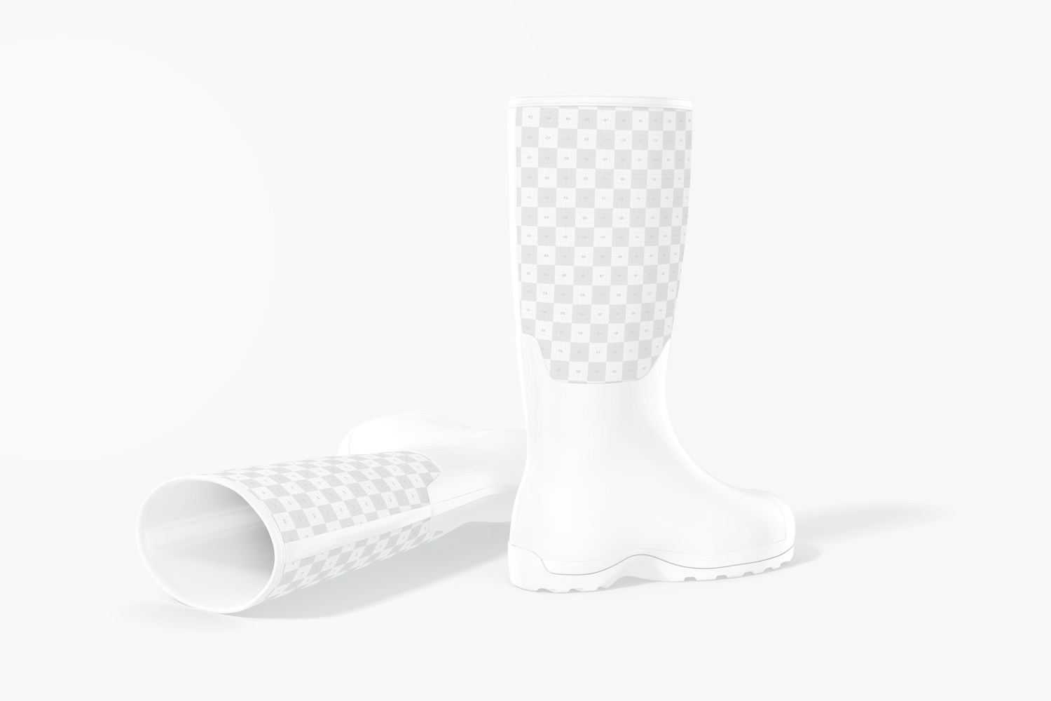 Rubber Boots Mockup, Standing and Dropped