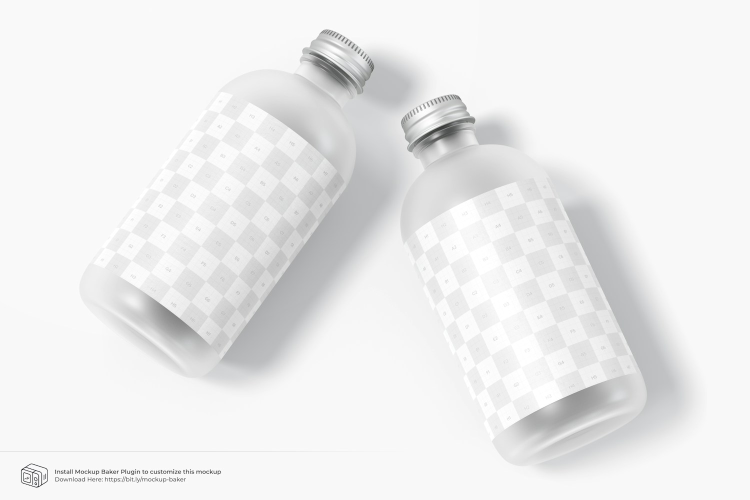 8 oz Frosted Glass Round Bottles Mockup, Top View