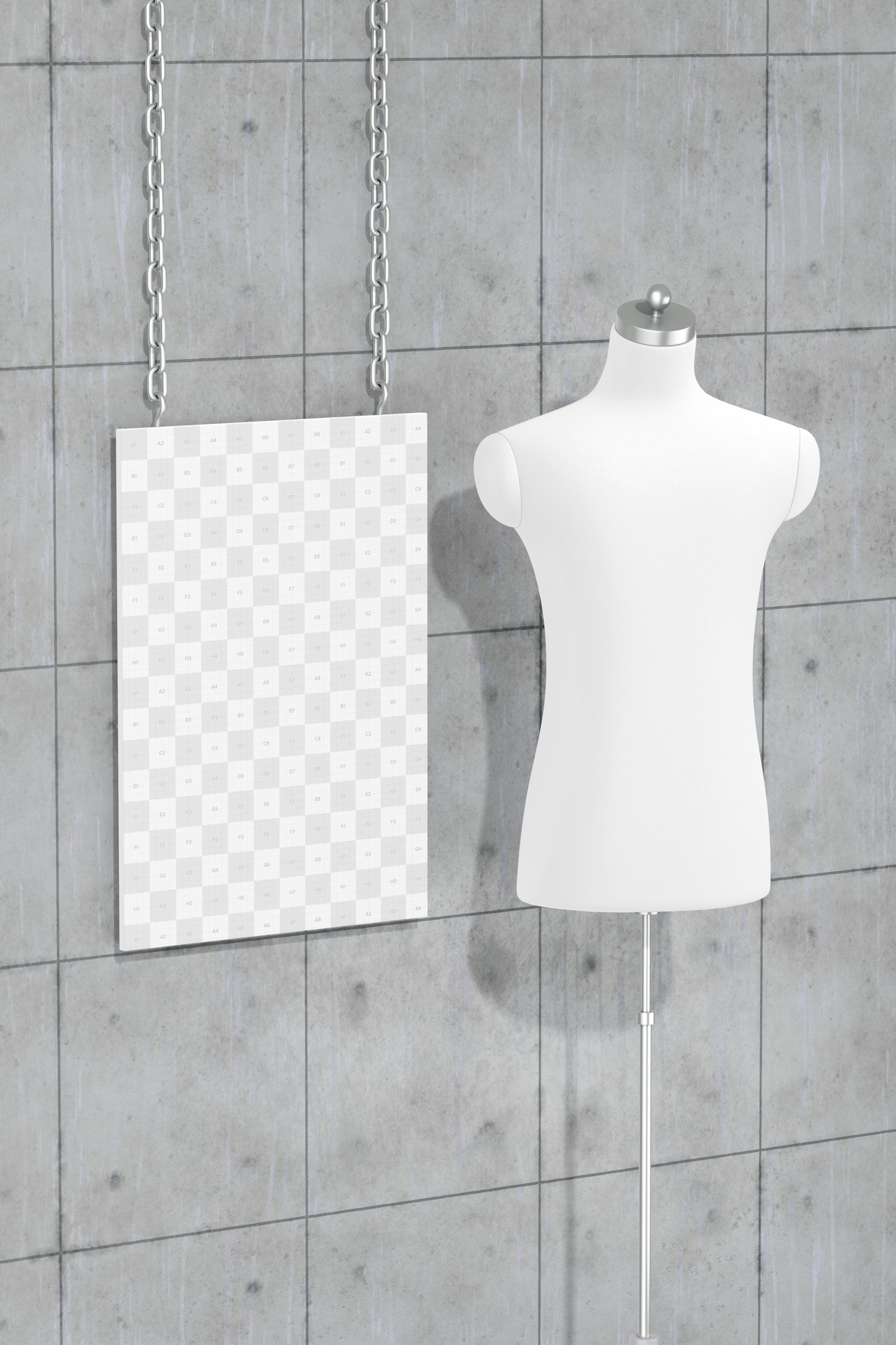 Hanging Store Poster Mockup, Left View