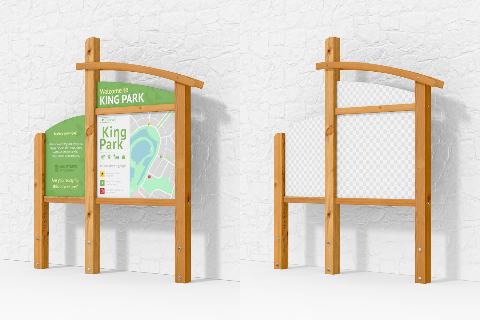 Outdoor Wayfinding Signage Mockup, Front View