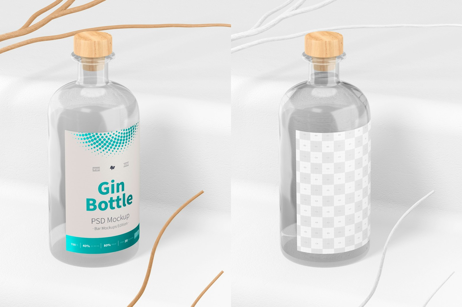 Gin Bottle Mockup, Front View