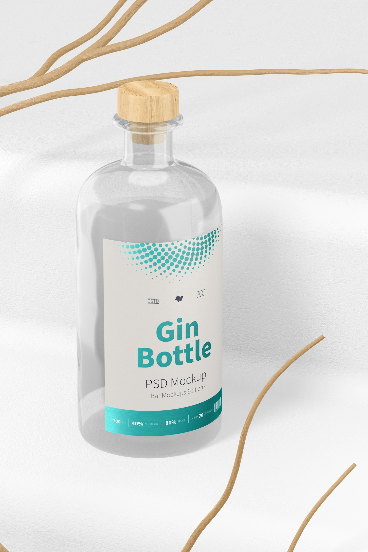 Gin Bottle Mockup, Front View