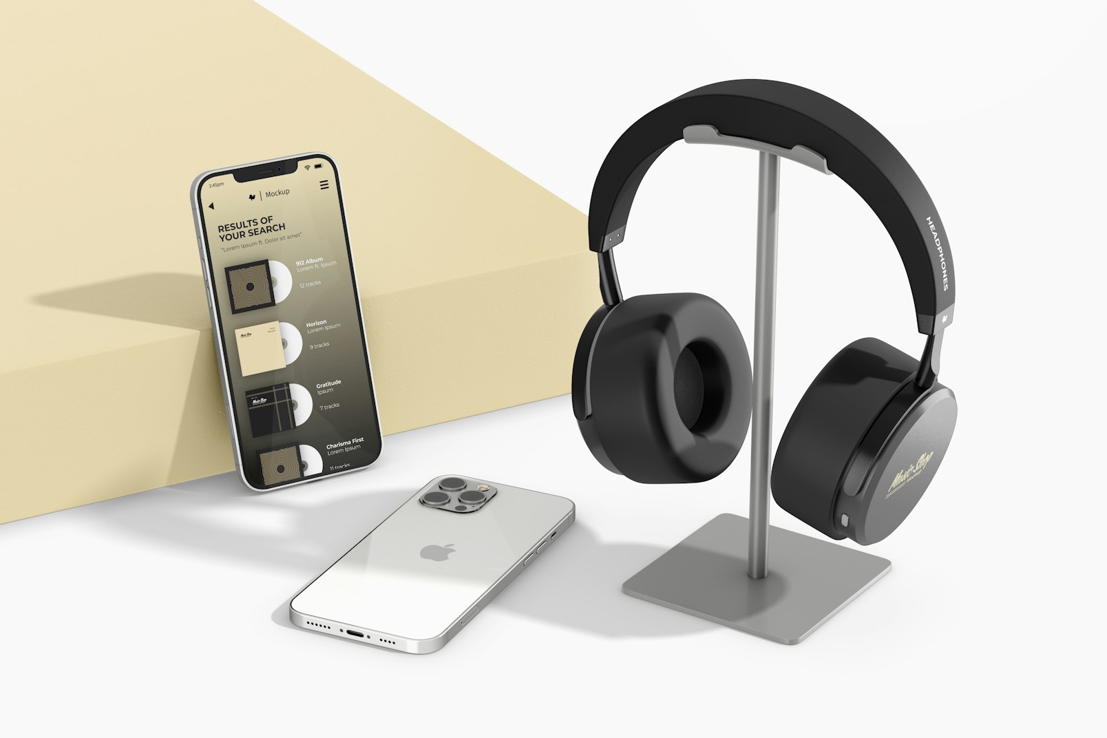 Headphones with Smartphones Mockup