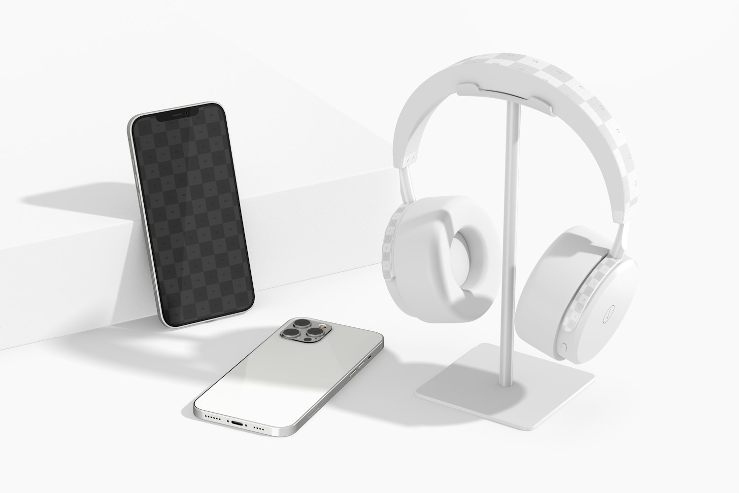 Headphones with Smartphones Mockup