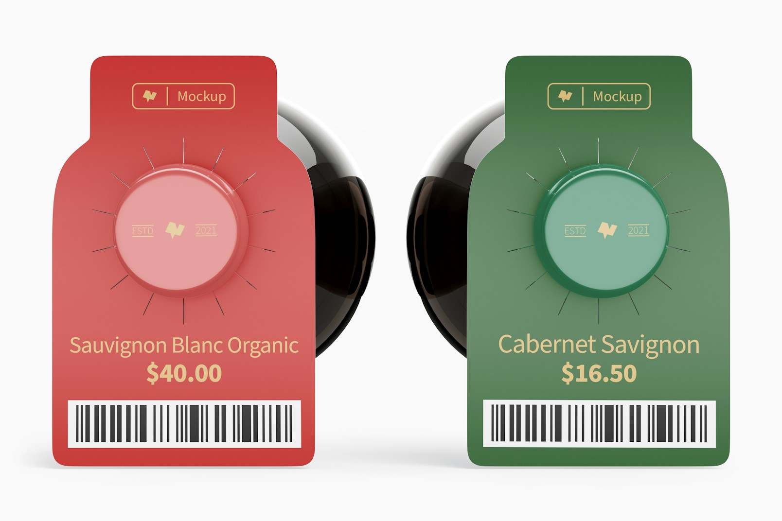 Wine Bottle Tags Mockup, Front View