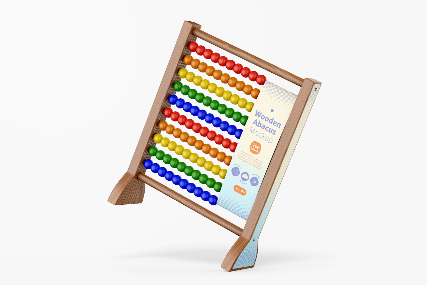 Wooden Abacus Mockup, Leaned