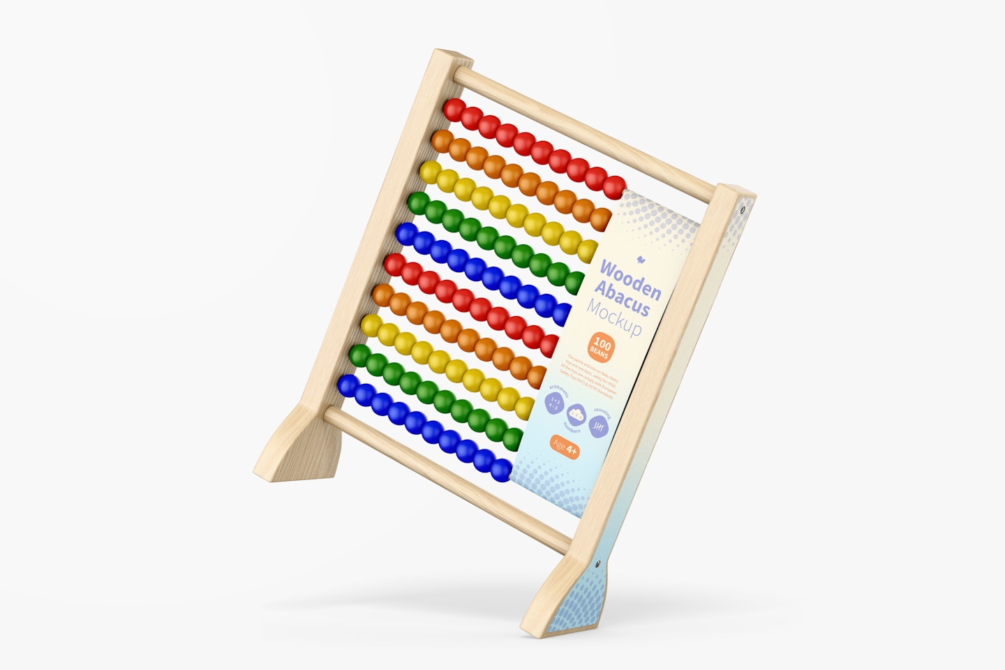 Wooden Abacus Mockup, Leaned