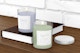 Frosted Glass Candle Jars Mockup, Left View