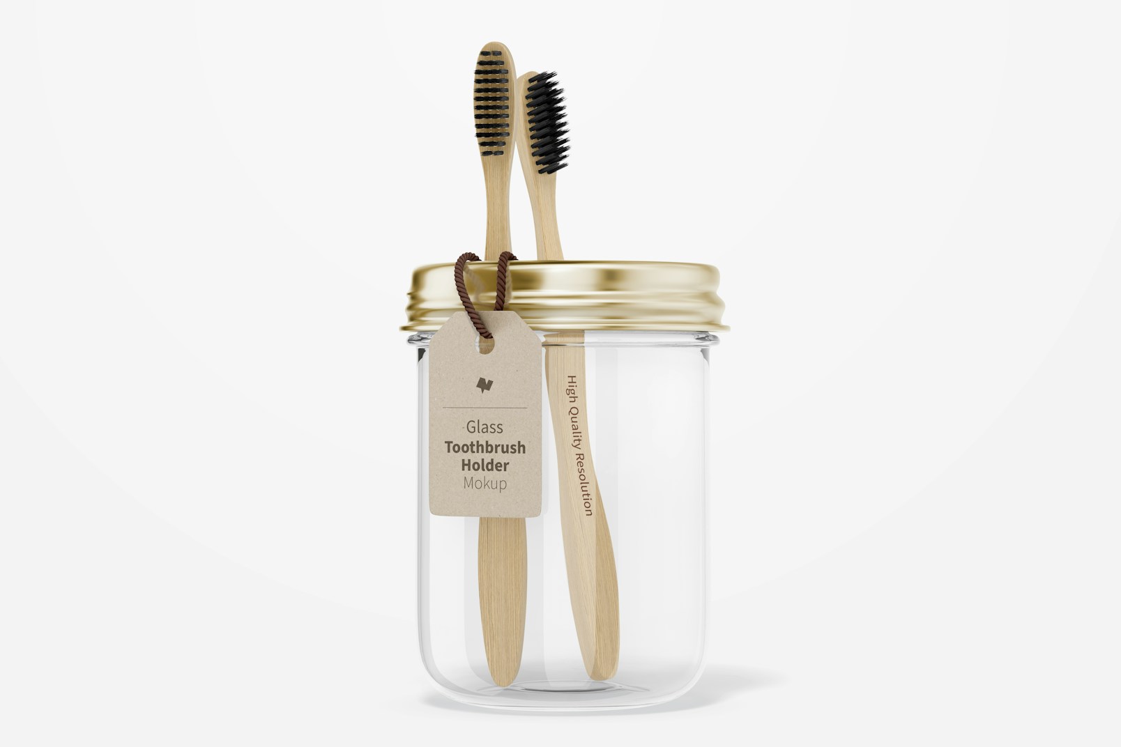 Glass Toothbrush Holder Mockup, Front View