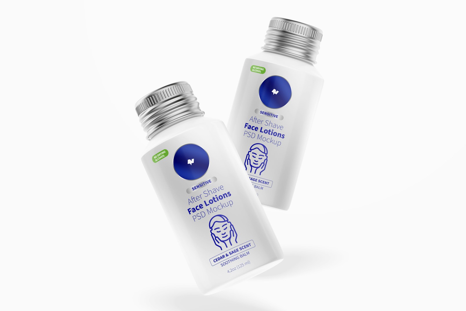 4.2 oz After Shave Face Lotions Mockup, Falling
