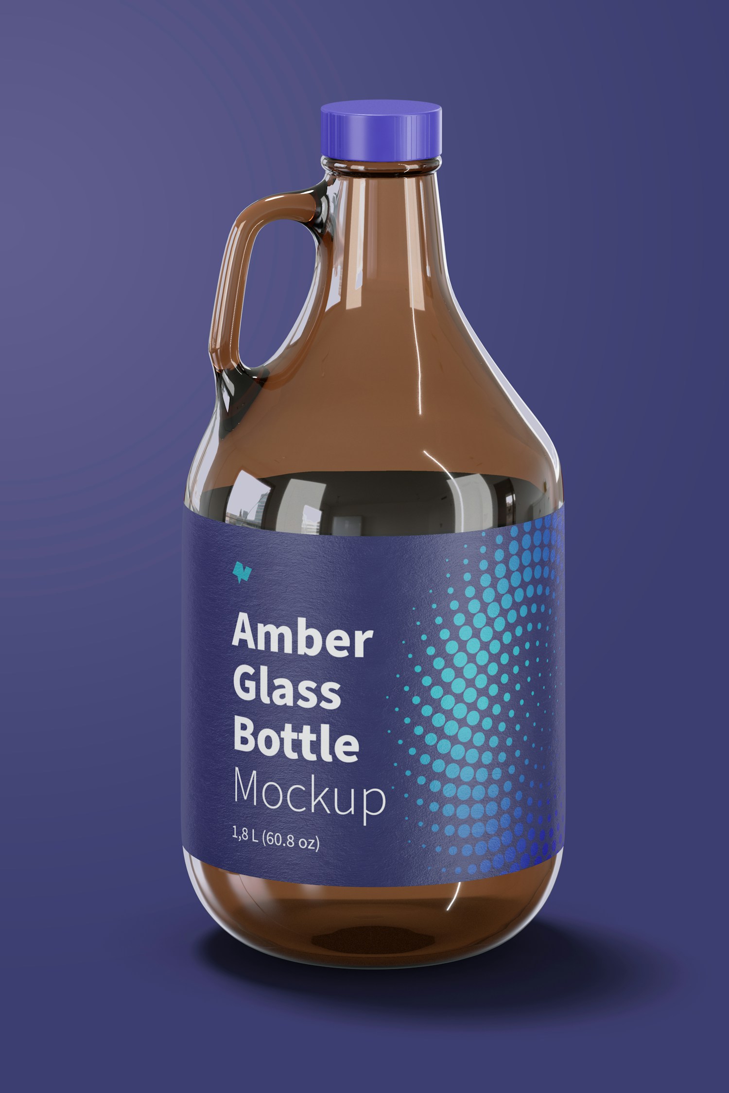 Amber Glass Bottle with Handle Jar Mockup