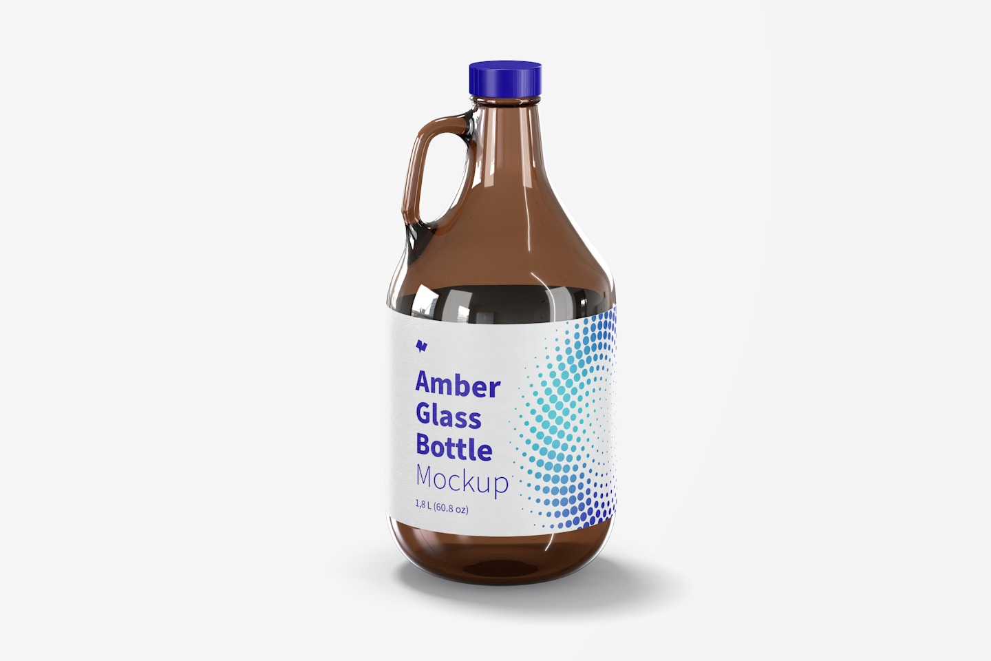 Amber Glass Bottle with Handle Jar Mockup