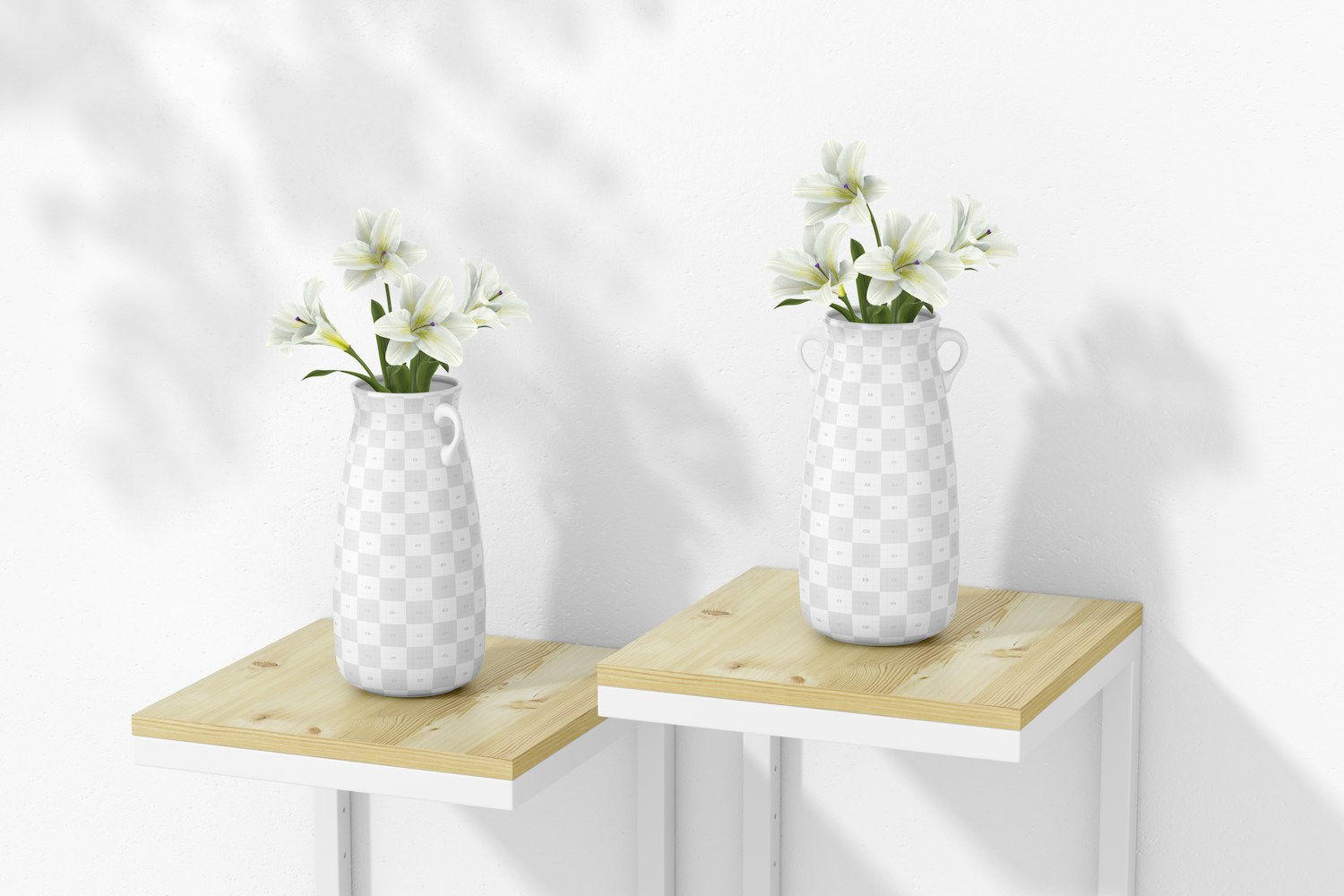 Ceramic Vases with Handle Mockup, Perspective
