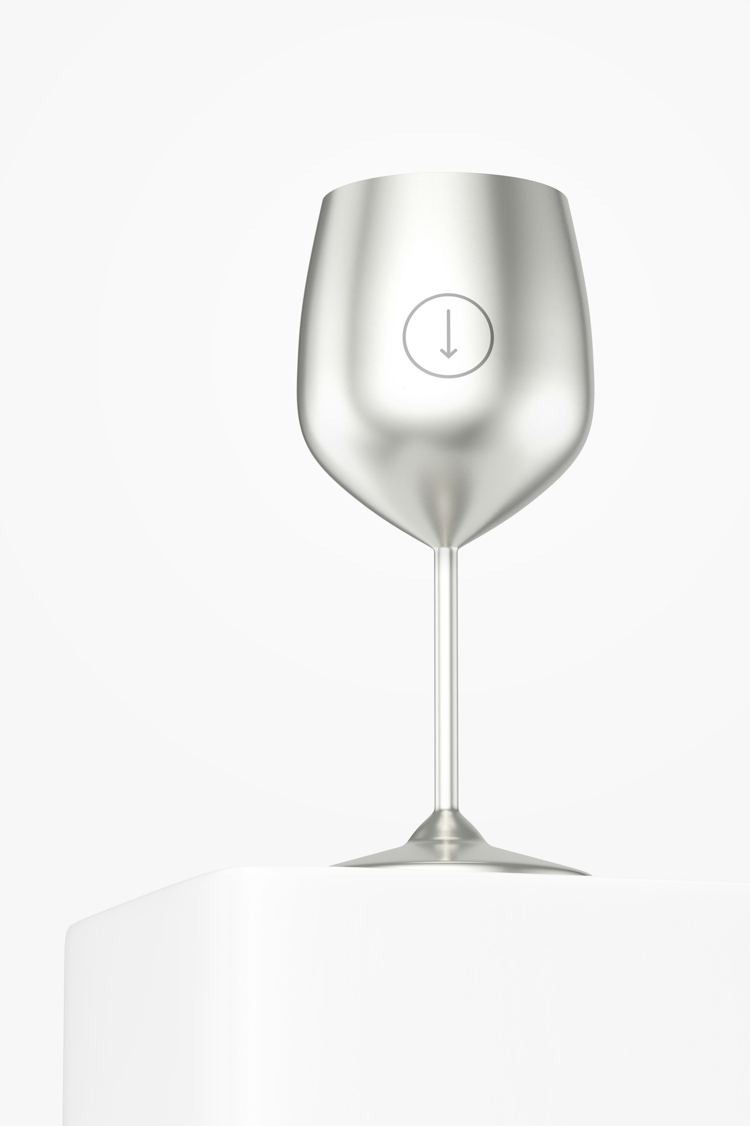 Stainless Steel Wine Glass Mockup, Low Angle View