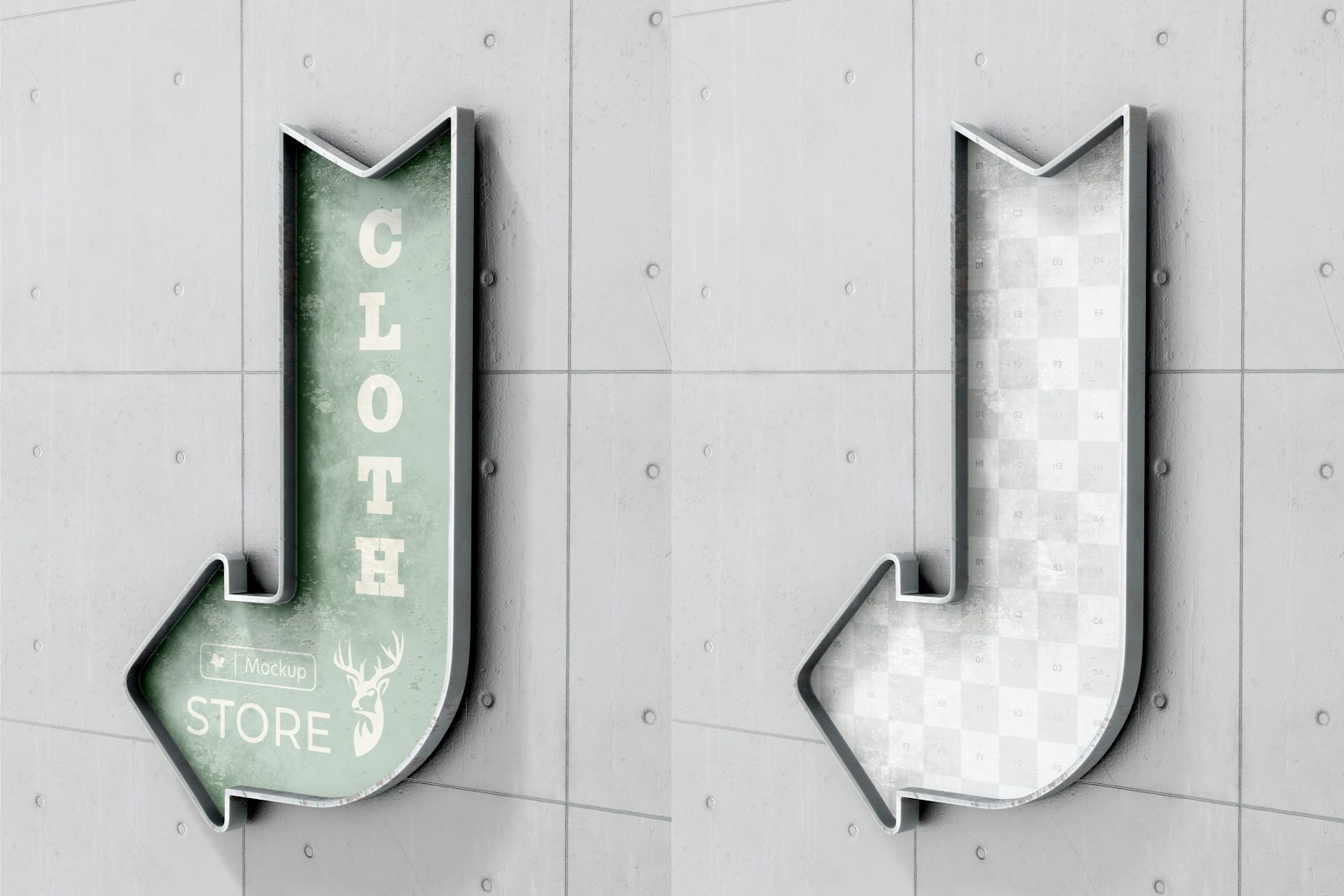 Industrial Sign Mockup, Left View