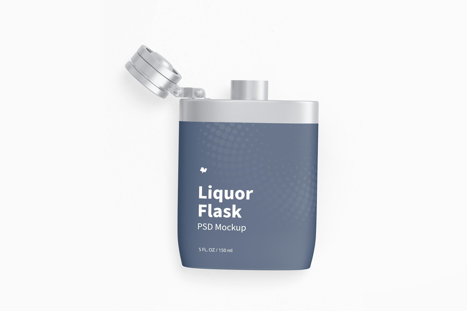 Liquor Flask With Plastic Wrap Mockup, Top View