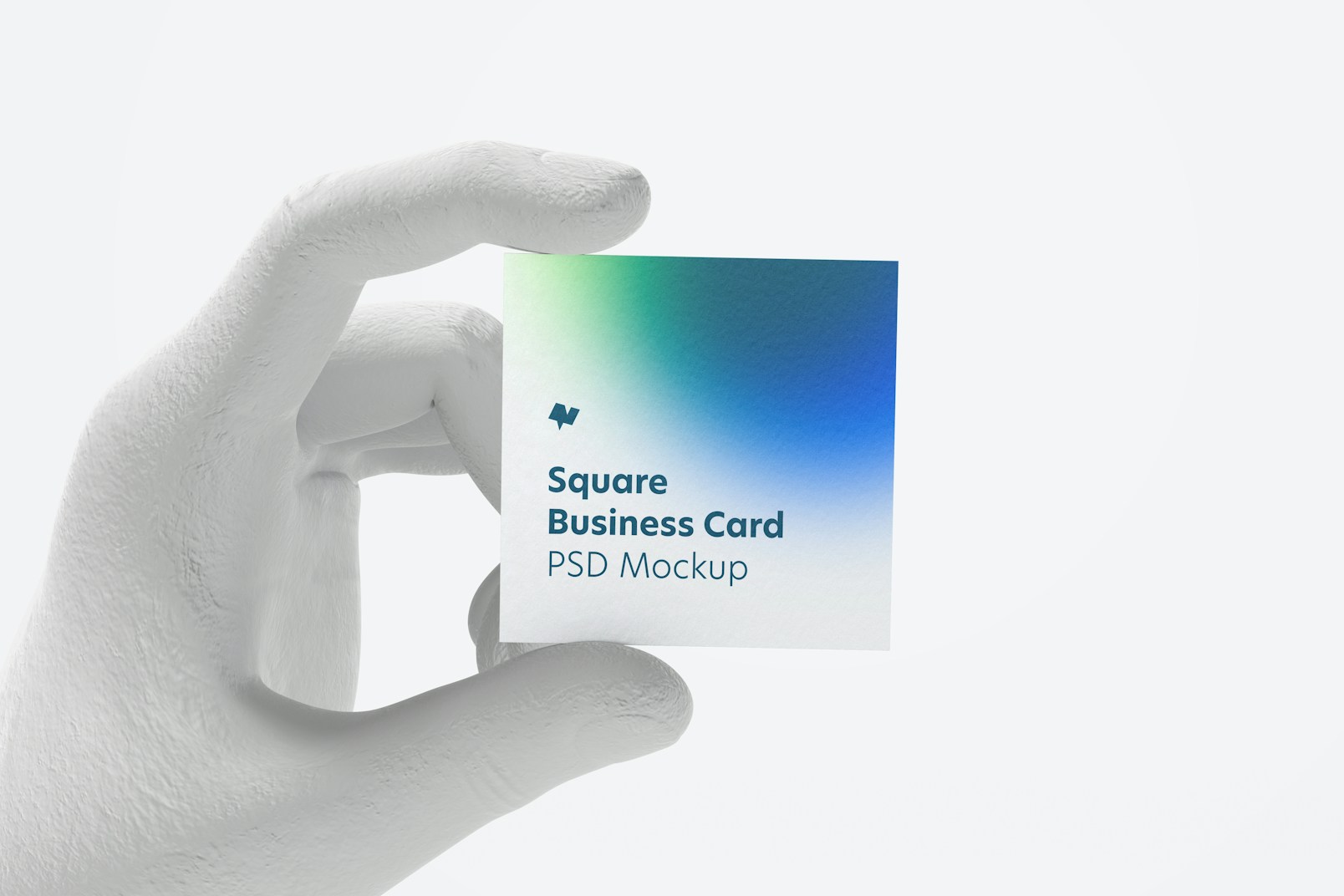 Square Business Card with Hand Mockup