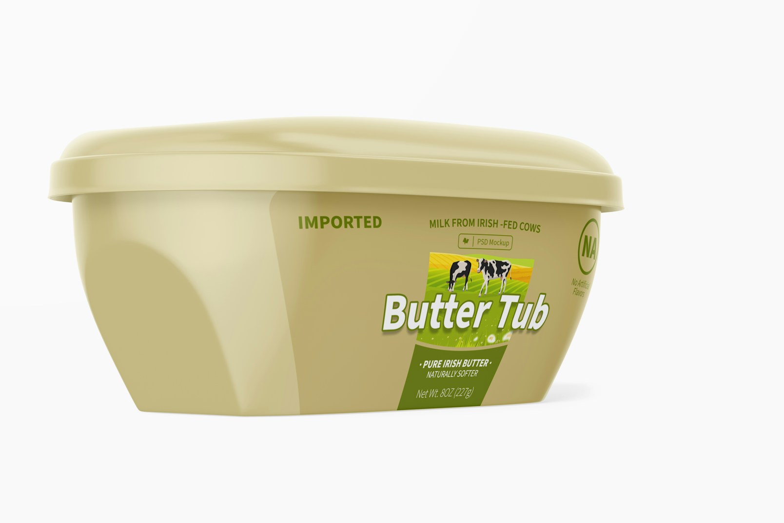 227gr Butter Tub Mockup, Side View