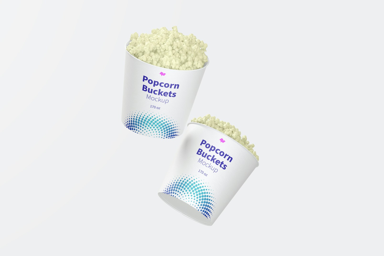 170 oz Popcorn Buckets Mockup, Floating