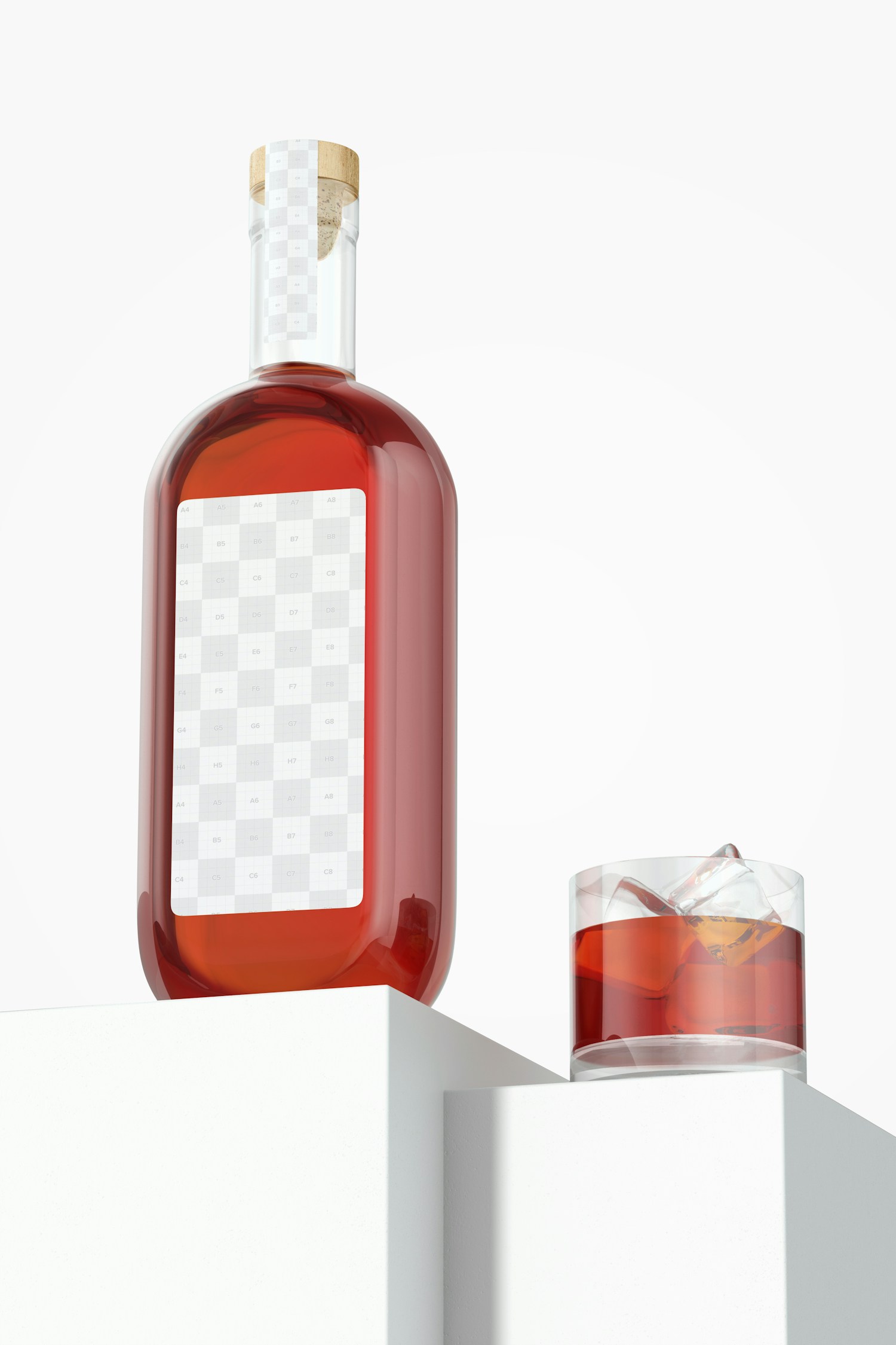 Whisky Bottle Mockup, Low Angle View Whisky Bottle Mockup, Low Angle View