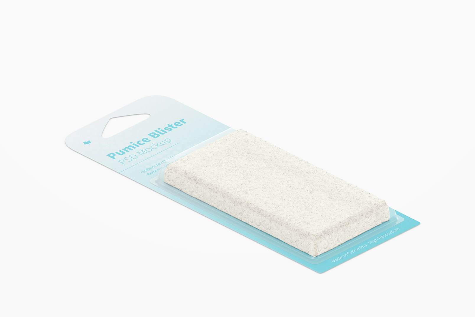 Pumice Blister Mockup, Isometric Left View