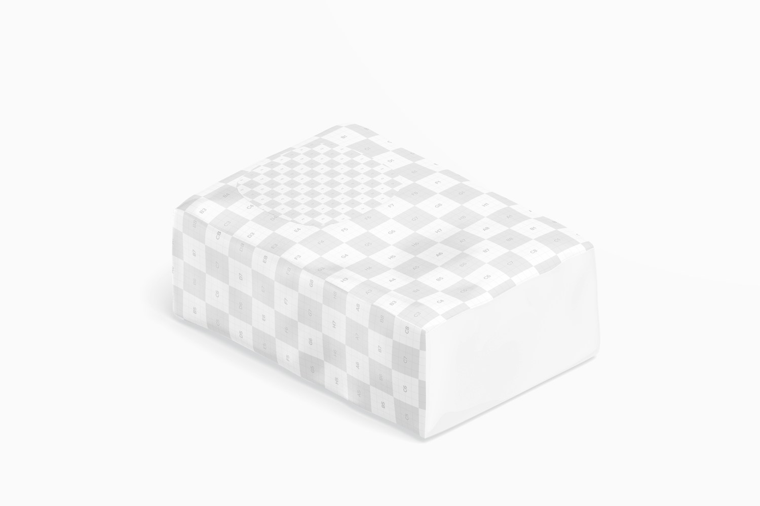 Small Tissue Packet Mockup, Isometric Right View