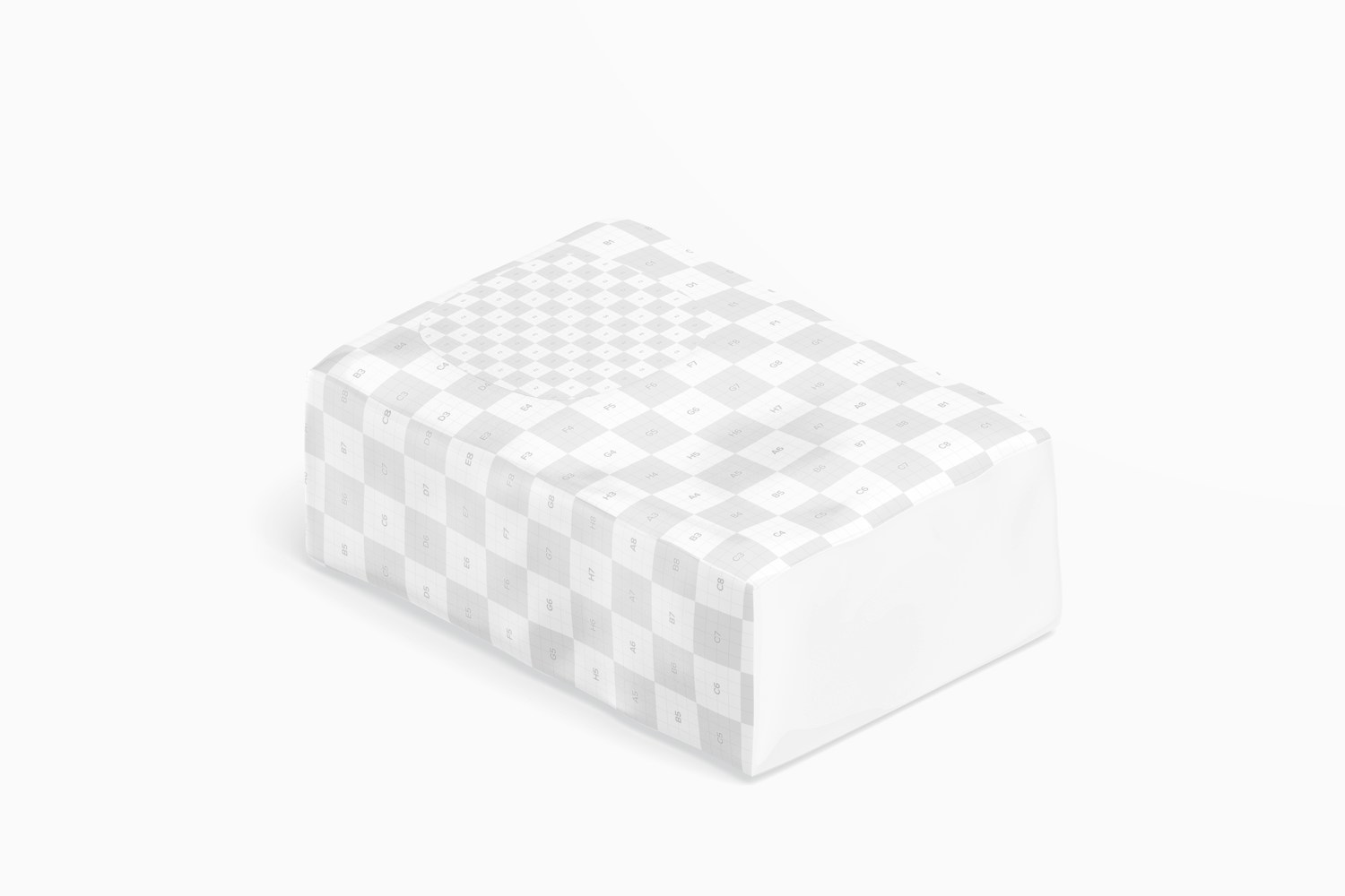 Small Tissue Packet Mockup, Isometric Right View Small Tissue Packet Mockup, Isometric Right View