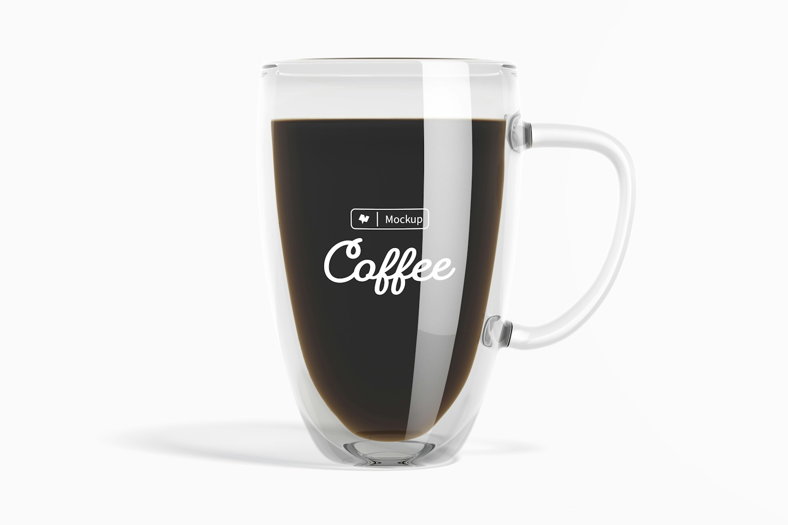 Double Walled Glass Mug Mockup, Front View