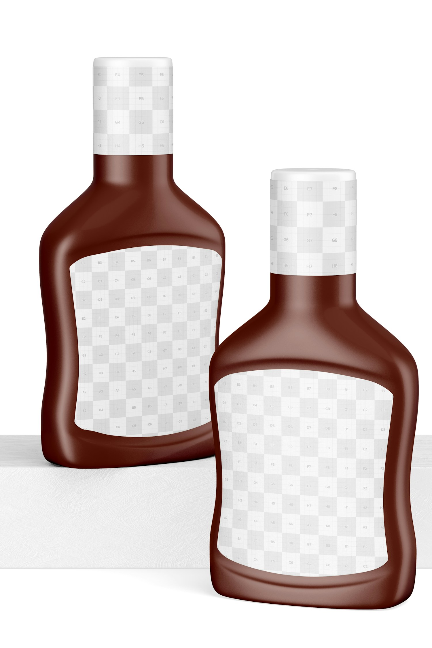 Barbecue Sauce Bottles Mockup, Front View
