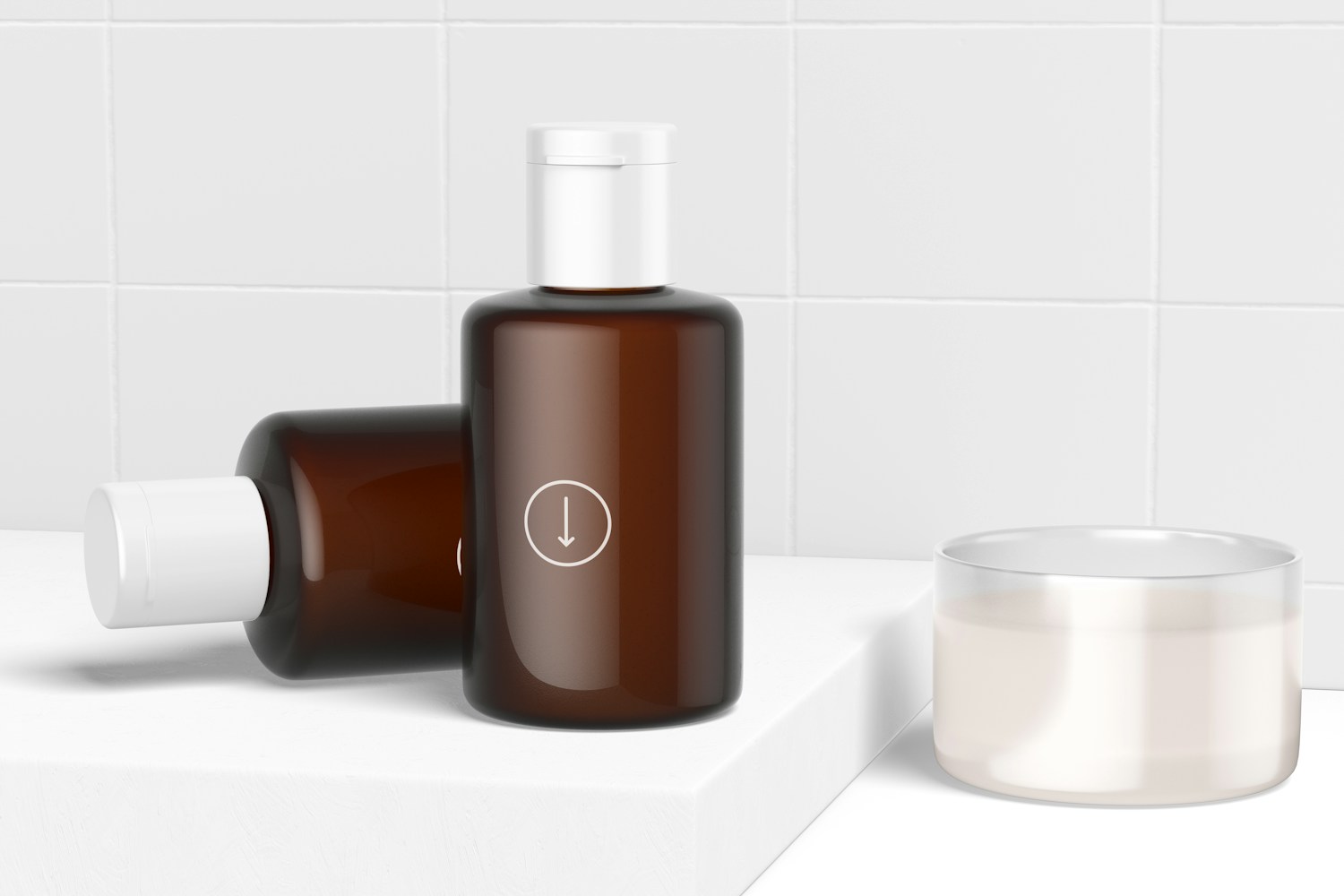 2 Oz Hair Conditioners Mockup, Standing and Dropped 2 Oz Hair Conditioners Mockup, Standing and Dropped