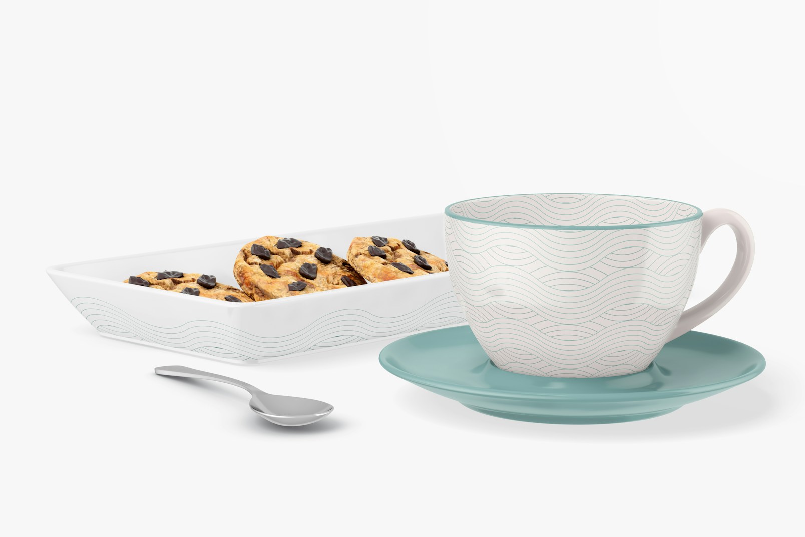 Cappuccino Cup with Cookies Mockup