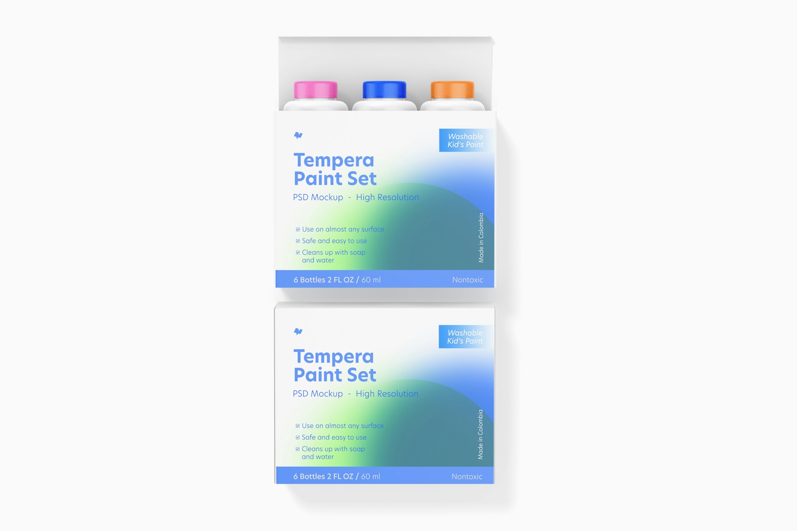 Tempera Paint Set Mockup, Opened and Closed