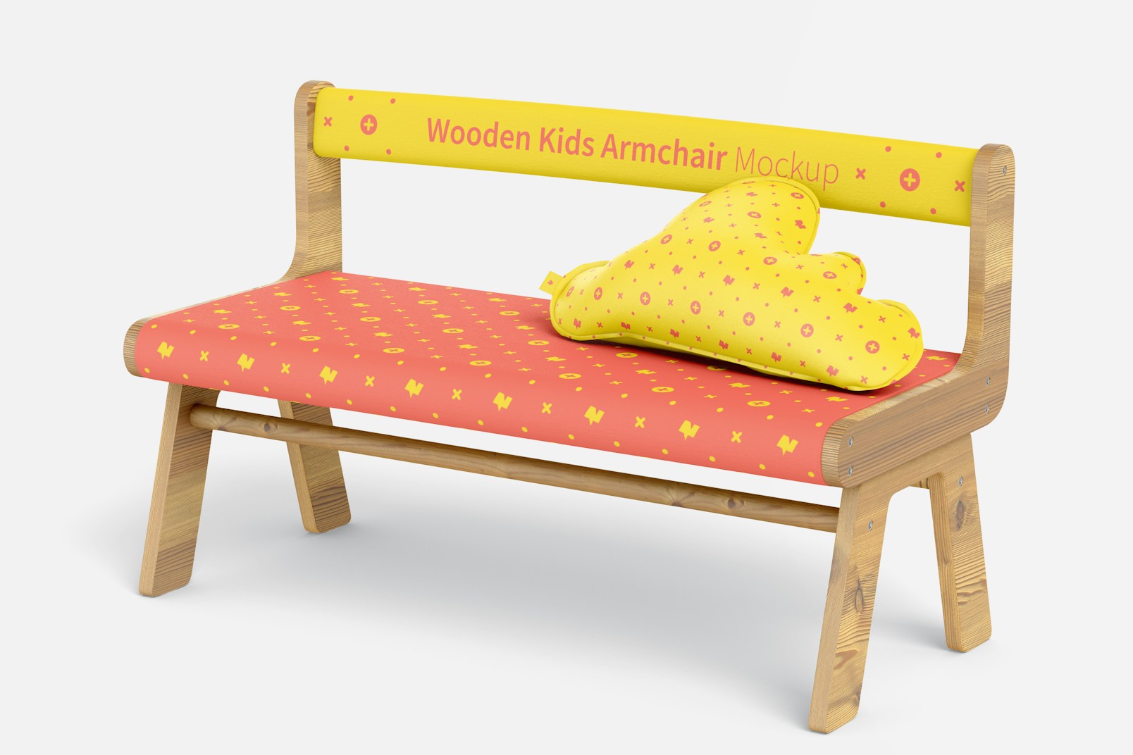 Wooden Kids Armchair Mockup, Right View