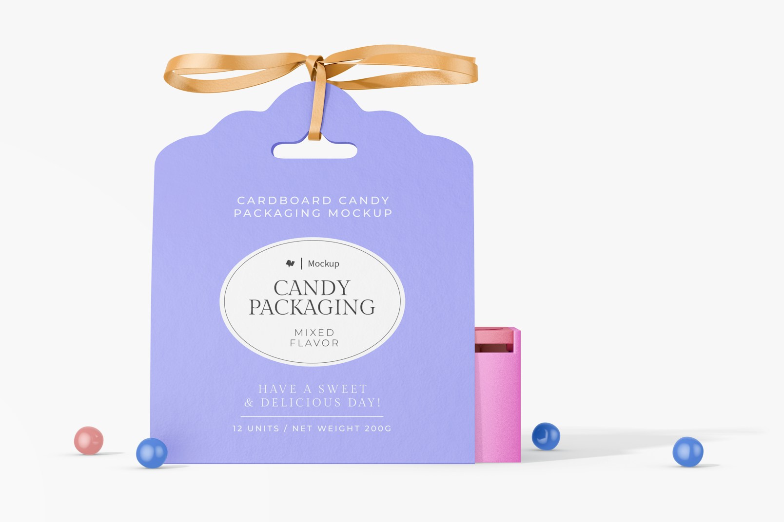 Cardboard Candy Packaging Mockup, Front View