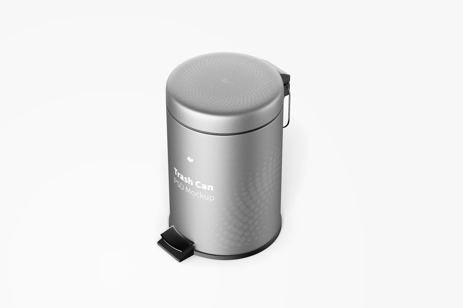Trash Can With Foot Pedal Mockup, Left View