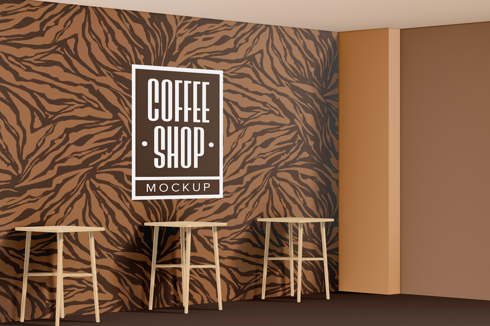 Modern Coffee Shop Mockup, with Tables