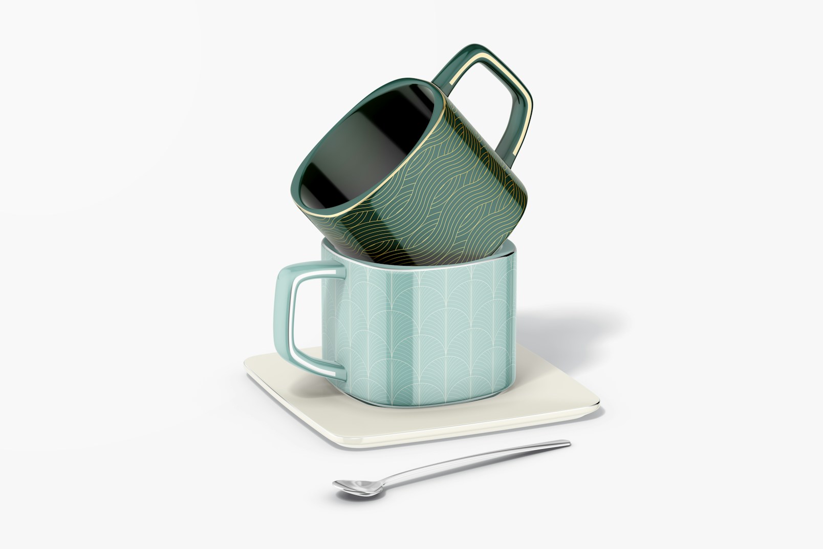Square Cups Mockup, Stacked