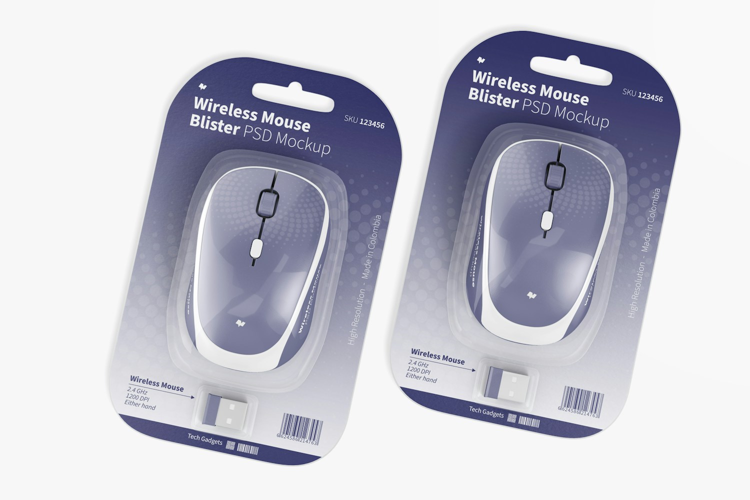 Wireless Mouse Blister Mockup, Top View