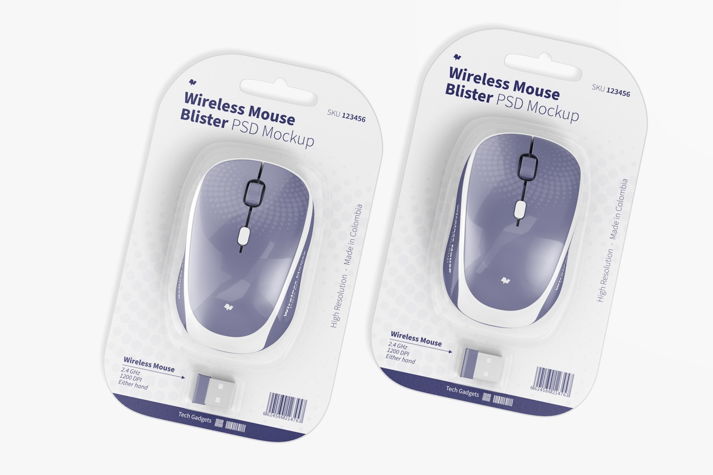 Wireless Mouse Blister Mockup, Top View