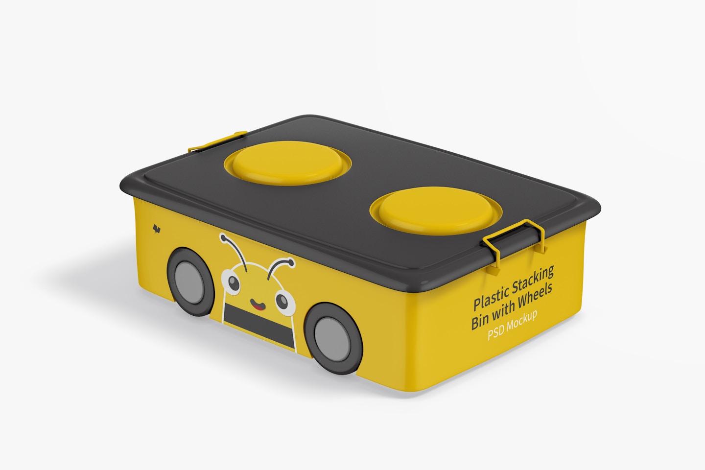 Small Plastic Stacking Bin with Wheels Mockup