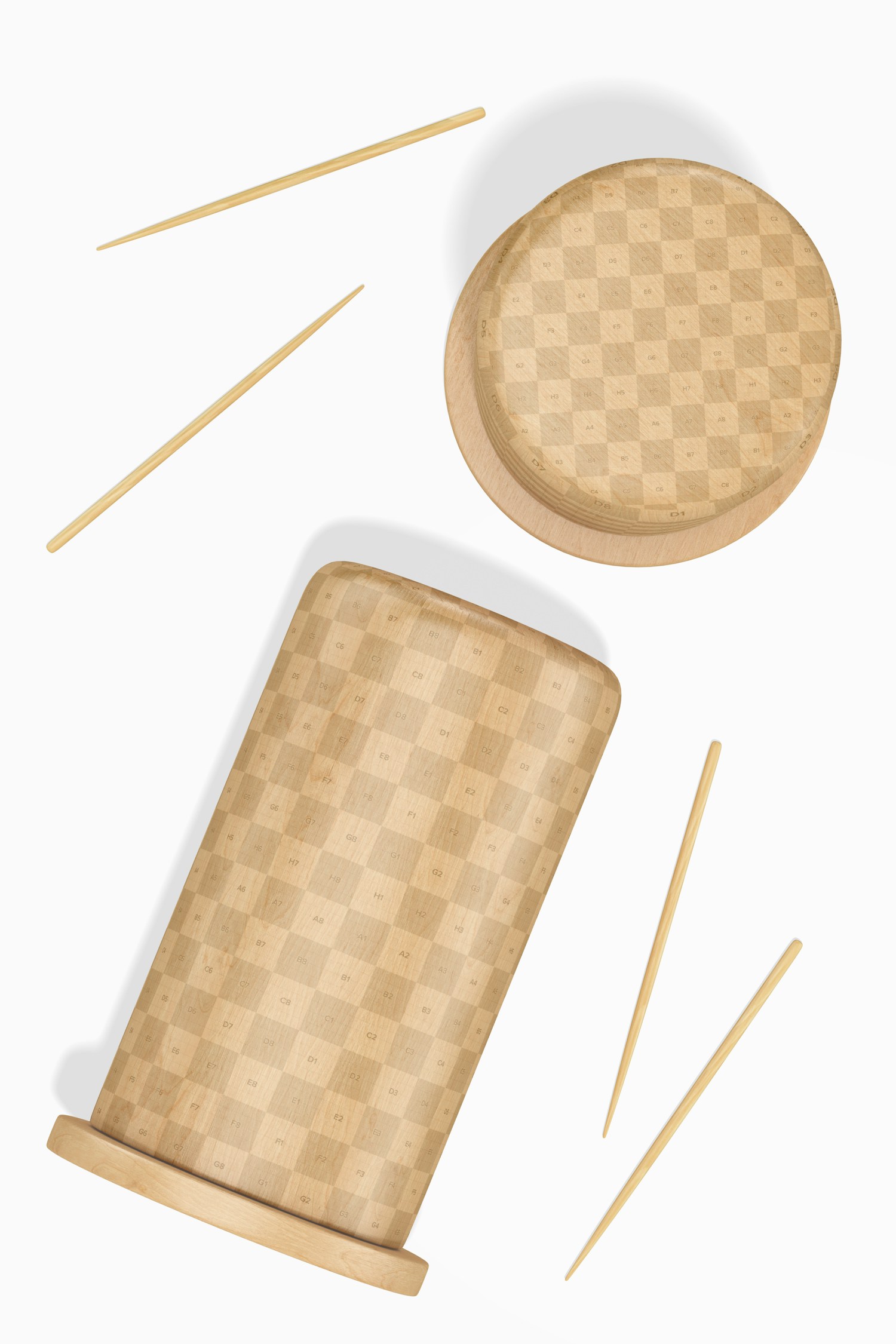 Wooden Toothpick Dispensers Mockup, Top View