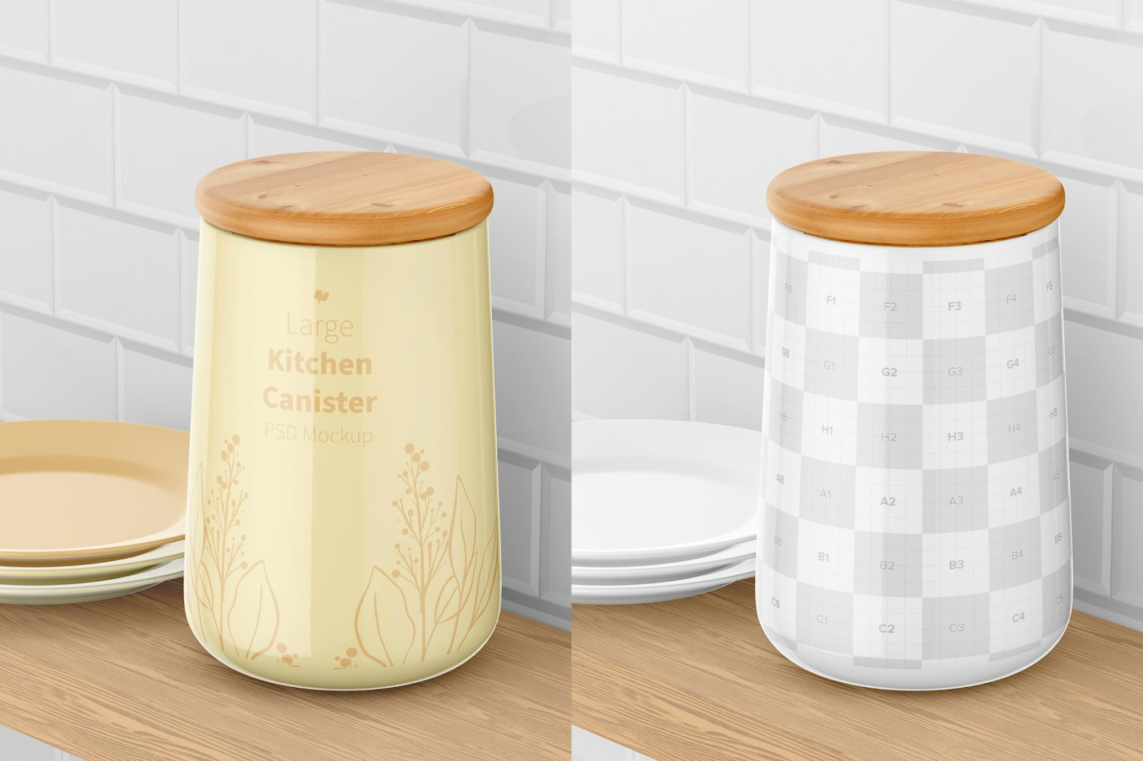 Large Kitchen Canister Mockup, Perspective