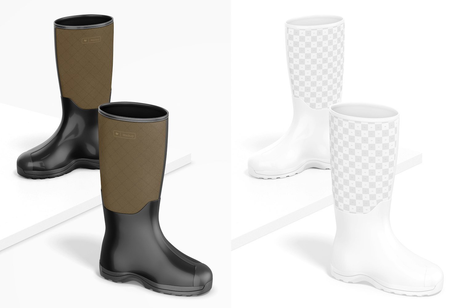 Rubber Boots Mockup, Perspective View