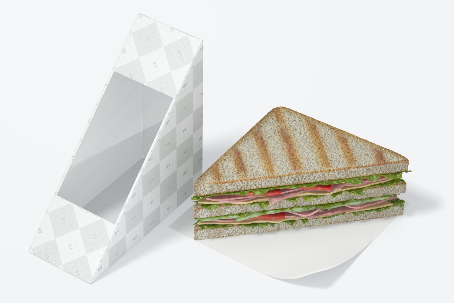 Maqueta de Caja de Sandwich, Vista de Lado Izquierdo