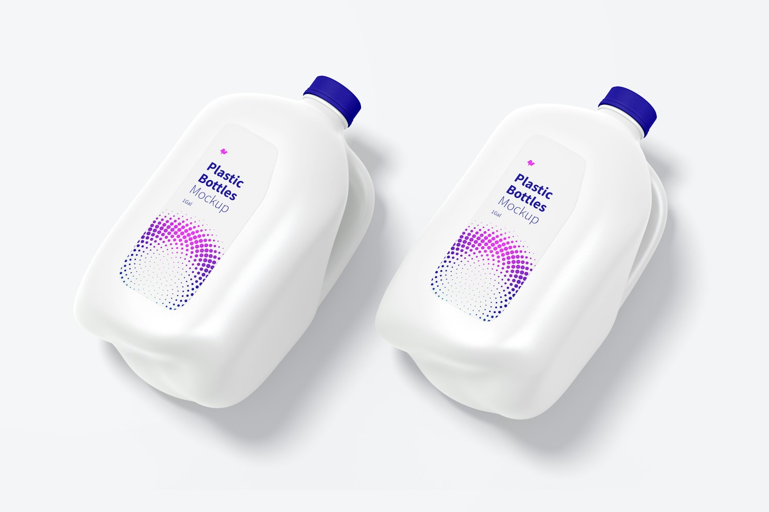 1 gal Plastic Bottles PSD Mockup, Perspective View