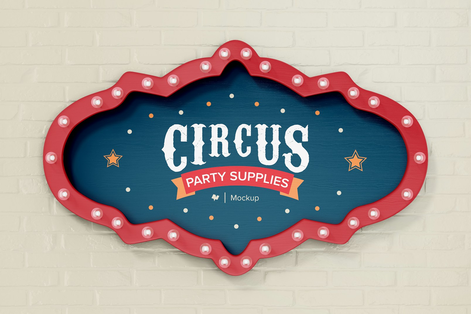Circus Party Sign Mockup, Front View