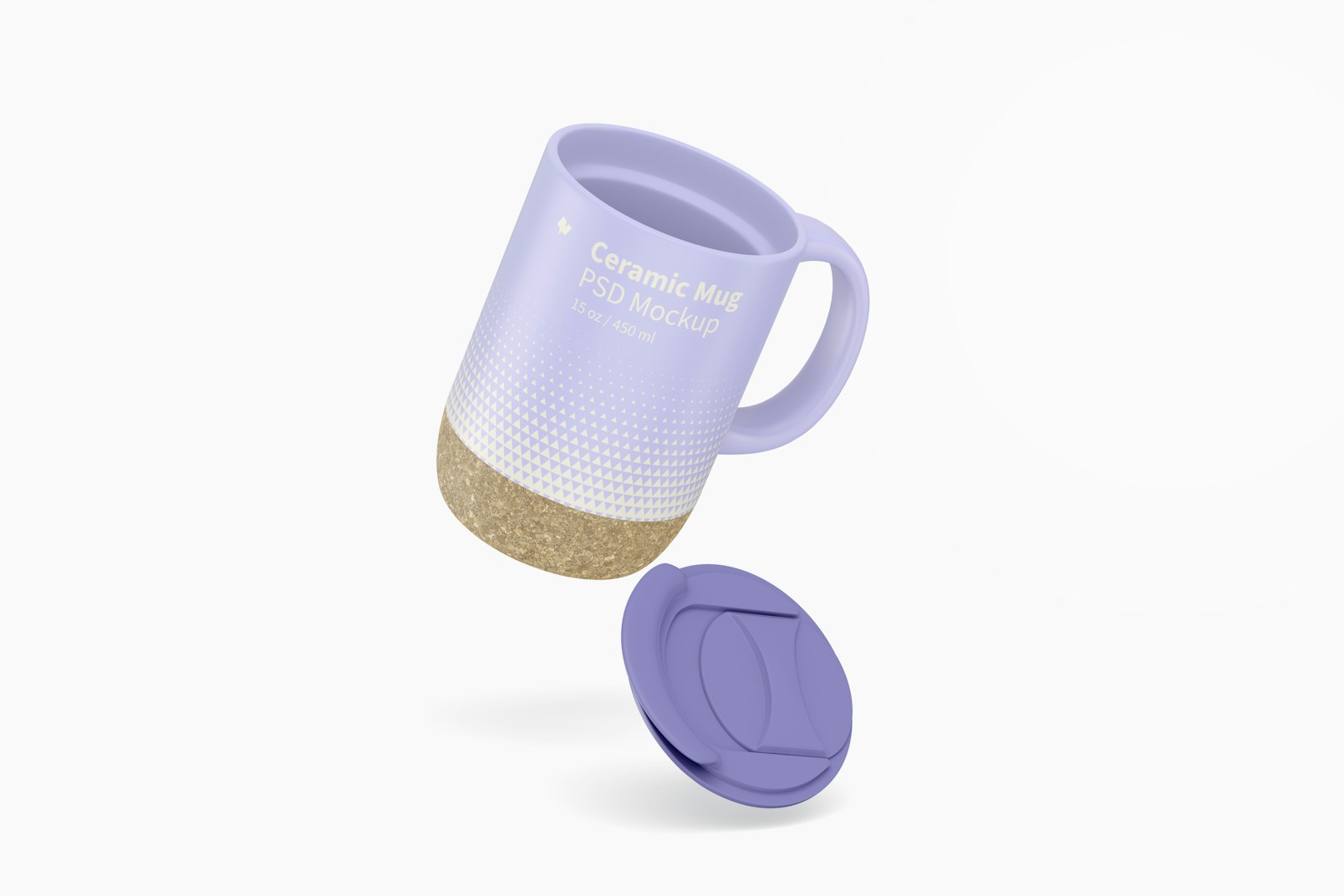 15 oz Ceramic Mug with Lid Mockup, Floating
