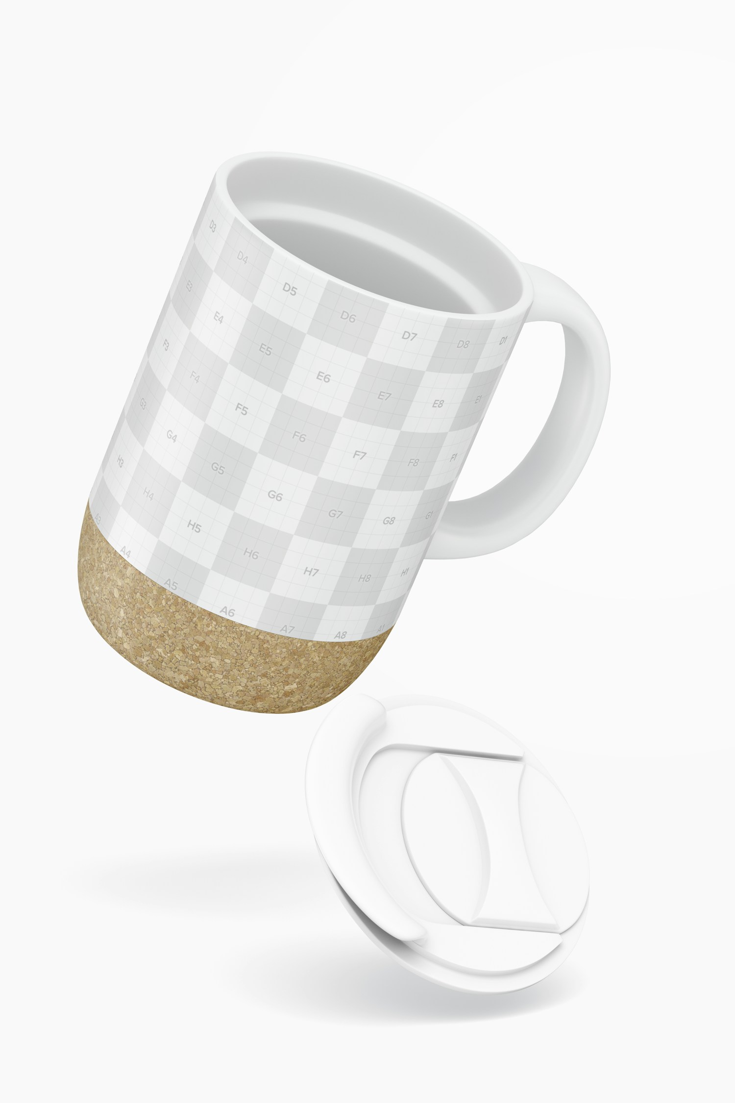 15 oz Ceramic Mug with Lid Mockup, Floating