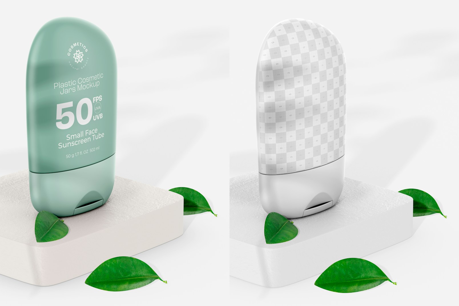 Small Face Sunscreen Tube Mockup, Perspective